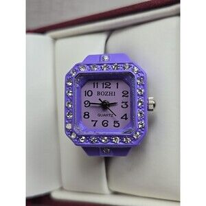 Bozhi Purple Quartz Ring Watch Crystals New Battery Retro Stretch Accessory